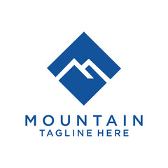 Abstract mountain shape logo design modern line art style