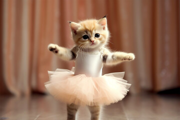 Generative AI.
a cute cat is dancing ballet - obrazy, fototapety, plakaty