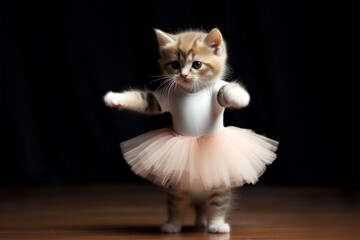 Generative AI.
a cute cat is dancing ballet - obrazy, fototapety, plakaty