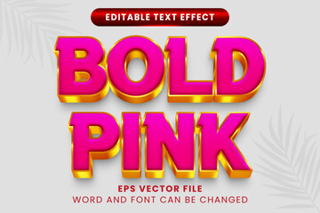 Luxury bold pink 3d editable vector text effect