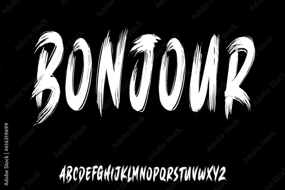 Fototapete bonjour calligraphy lettering ector the brush and elegant font, geometric shape font vector typeface