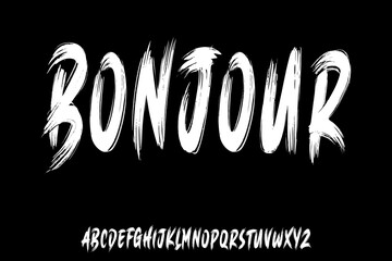 Bonjour calligraphy lettering Ector the brush and elegant font, geometric shape font vector typeface alphabet typeset. © HaqueMukul
