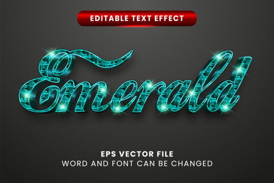 Green emerald 3d editable vector text effect