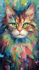 Abstract Siberian Majesty - Striking Illustration of a Siberian Cat