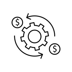 costs optimization and production efficiency icon, linear icon illustration on white background..eps