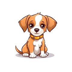 cute small dog isolated on a white background cartoon style