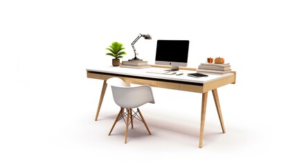 Desk on a white background