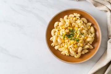 macaroni creamy corn cheese on plate