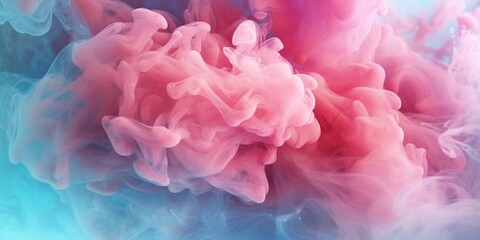 Dreamy pastel teal and pink smoke on abstract background