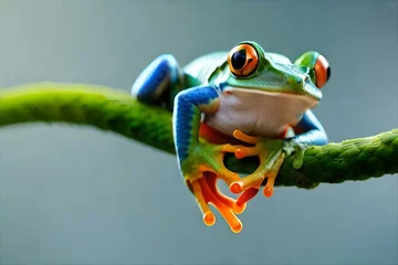 Foto op Canvas frog on a leaf © qaiser