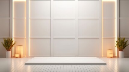 Fototapeta premium Beautiful Light Background with Decorative White Panels