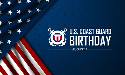 U.S. Coast Guard Birthday August 4 background vector illustration
