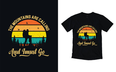 Hiking t-shirt design, Vintage mountain lettering, adventure t-shirts, graphic vector element, hiker typography,