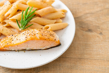 salmon with penne pasta cream sauce