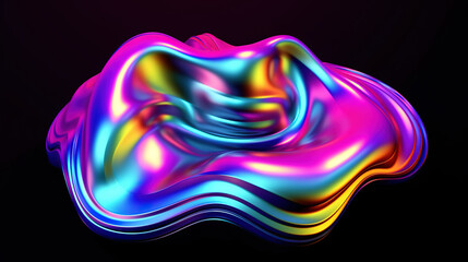 Obraz premium Liquid metal 3D shape design element. Generative Ai