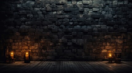 Deep tones and textures Dark and Moody Wall Background for Presentation, rustic black and golden wood background