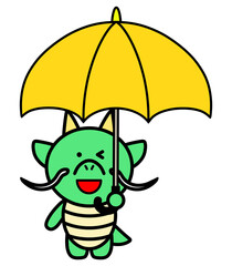 傘をさす辰　イラスト