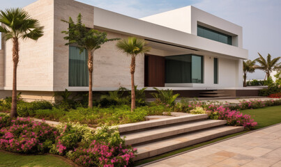 Fototapeta na wymiar Modern villa in a tropical island in a boho style 