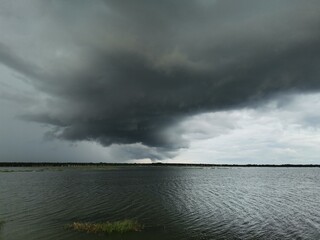 storm clouds over lake | raning | evening 