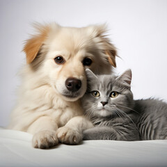 Puppies dog and cat, Generative Ai