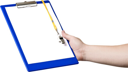hand holding a clipboard