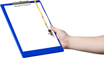 hand holding a clipboard