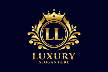 Initial LL Letter Royal Luxury Logo template in vector art for luxurious branding projects and other vector illustration.