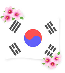 South Korean flag Taegeukgi and Mugunghwa illustration , 한국 국기 태극기와 무궁화 일러스트