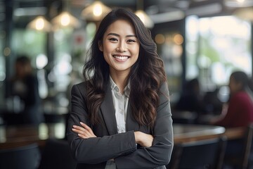 Portrait of a beautiful Asian businesswoman smiling at the camera.Generative Ai