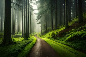 road in the forest, generate ai