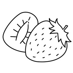 Strawberry with a slice piece outline