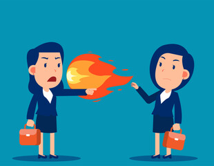 Business manager and employee arguing. Business aggressive or scolding vector illustration