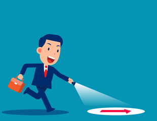 The Leader searching a guidance . Business assistance vector illustration
