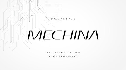 Abstract technology futuristic alphabet font. mechina digital futuristic modern geometric space typography vector illustration