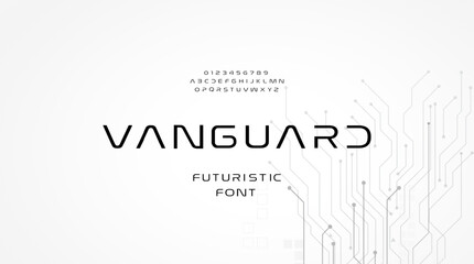 Abstract technology futuristic alphabet font. vanguard digital futuristic modern geometric space typography vector illustration
