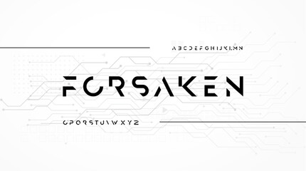 Abstract technology futuristic alphabet font. forsaken digital futuristic modern geometric space typography vector illustration