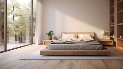 Generative AI contemporary minimal living room 3D render interior design bedroom 