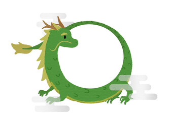 龍のフォトフレーム　年賀状テンプレート（横・背景のみ）
