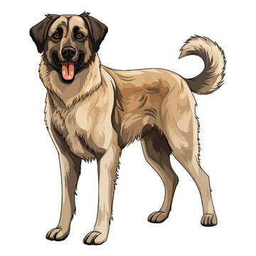 Expressive and Adorable: 2D Art Depicting the Affectionate Anatolian Shepherd Dog