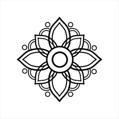 vector mandala for icons, logos and symbols. symmetrical element. stylized flower illustration for themes about meditation, yoga and holistic therapies. black vector