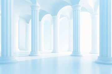 "Elegant white and light blue architectural banner with tilted columns, offering a beautiful and airy minimalistic backdrop. Generative AI