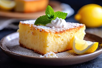 Sweet and Tangy Italian Lemon Ricotta Cake - obrazy, fototapety, plakaty