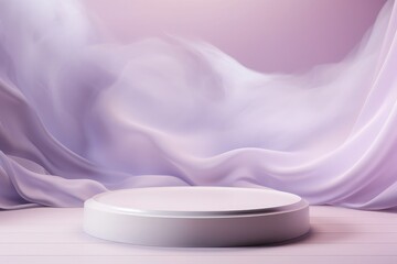 Captivating light blue background adorned with swirling white smoke gracefully trailing across the floor, complemented by soft pink lighting. This mesmerizing abstract composition Generative AI