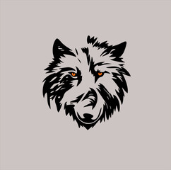 wolf head vector illustration image. linear style