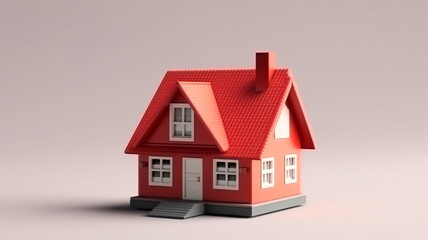 Hand holds a small house toy, real estate concept image
