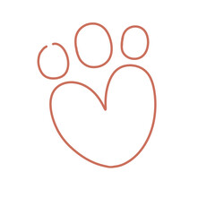 Line heart Paw cat animal foot