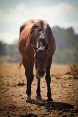 Horse in pasture, California USA