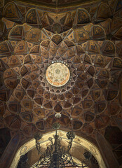 ceiling with islamic pattern. Selective focus