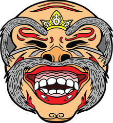 Bali traditional culture ritual mask. Hindu ethnic spiritual symbol. Vector illustration design for tattoo, t-shirts, textiles
