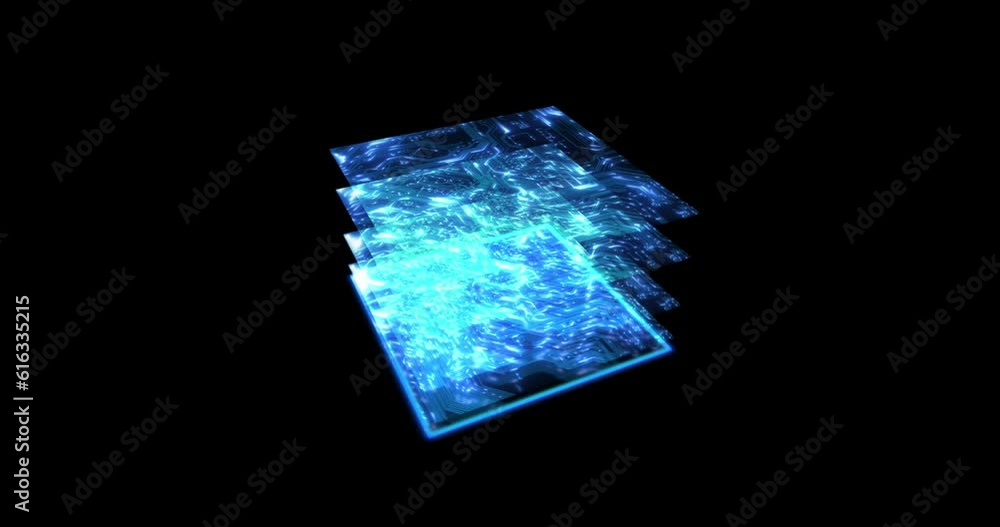 Poster Digital, programming and digital circuit board abstract on dark background for CPU cyber security. Virtual, cloud computing and 3D neon light on motherboard for future coding, network or ai computer